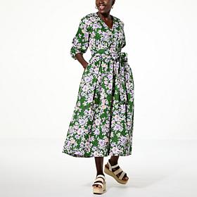 Tower Hill by Christie Brinkley Cotton Poplin Belted Midi Dress