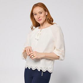 Tower Hill by Christie Brinkley Eyelet Detail Top