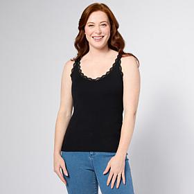 Tower Hill by Christie Brinkley Lace-Trimmed Sweater Knit Tank