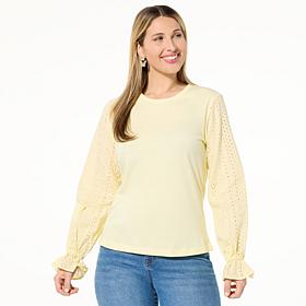 Tower Hill by Christie Brinkley Mixed Media Balloon Sleeve Top