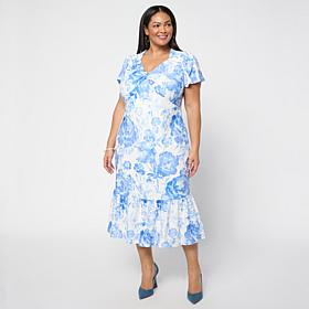 Tower Hill by Christie Brinkley Printed Sweetheart Neck Dress