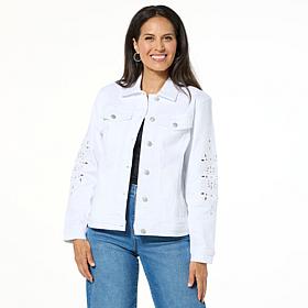 Tower Hill Christie Brinkley Eyelet Embroidered Denim Jacket