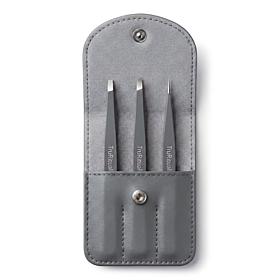 TruRitual 3-Piece Stainless Steel Tweezer Set with Storage Pouch