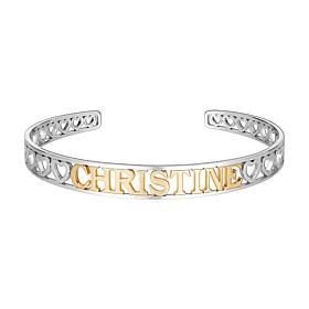 Two-Tone Sterling Silver Name Cuff Bracelet