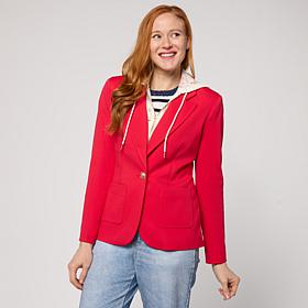 TWRHLL by Christie Brinkley Crochet Zip-Out Dickey Blazer
