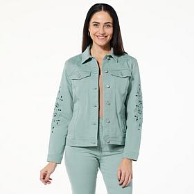 TWRHLL by Christie Brinkley Eyelet Embroidered Denim Jacket