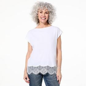 TWRHLL by Christie Brinkley Lace Dolman Tee