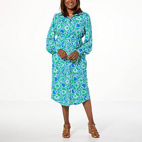 TWRHLL by Christie Brinkley Long Sleeve Shirt Dress with Belt