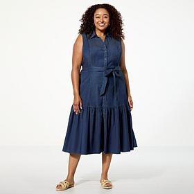 TWRHLL by Christie Brinkley Sleeveless Denim Midi Dress