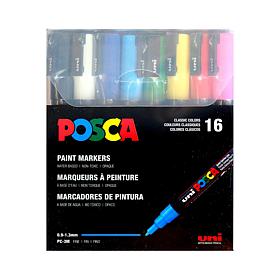 Uni Posca Paint Markers 16-Color Fine Set