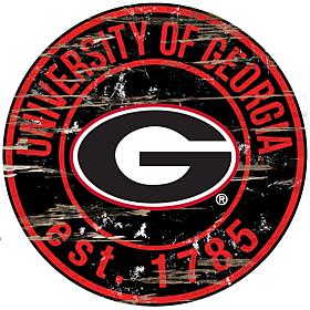 University of Georgia Distressed Round Sign