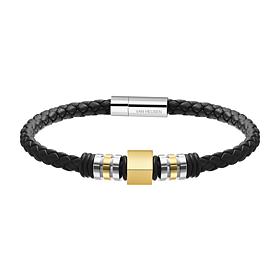 Van Heusen Men's Braided Leather Bracelet with Ornaments