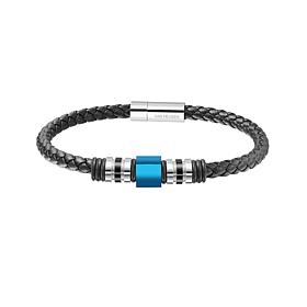 Van Heusen Men's Braided Leather Bracelet with Ornaments