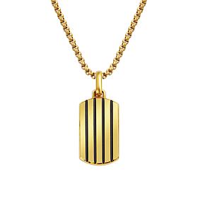 Van Heusen Men's Stainless Steel Striped Dog Tag Pendant Necklace