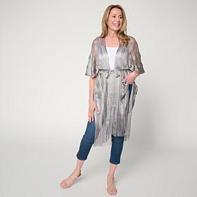 Vince Camuto Belted Metallic Topper with Fringe