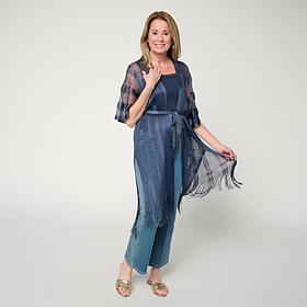 Vince Camuto Belted Metallic Topper with Fringe