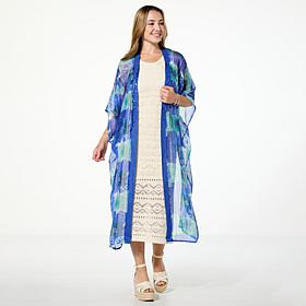 Vince Camuto Jewel Print Open Front Duster