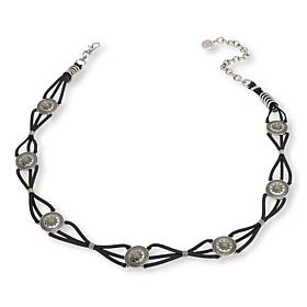 Vince Camuto Leather Cord Laced Resin Stone Concho Belt