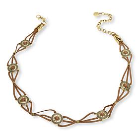 Vince Camuto Leather Cord Laced Resin Stone Concho Belt