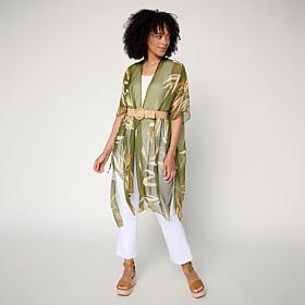 Vince Camuto Printed Duster and Stretch Belt Set