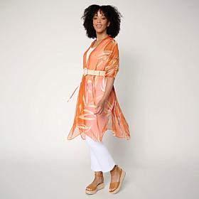 Vince Camuto Printed Duster and Stretch Belt Set