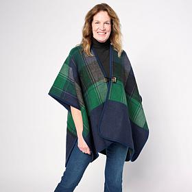 Vince Camuto Reversible Woven Plaid Topper