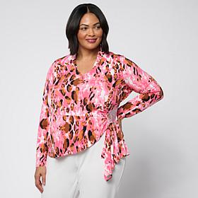 Vivica A. Fox Collection Long-Sleeve Notched Collar Peplum Top
