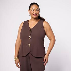 Vivica A. Fox Collection Luxe Crepe Waistcoat Vest