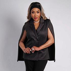 Vivica A. Fox Collection Rhinestone-Embellished Cape Jacket