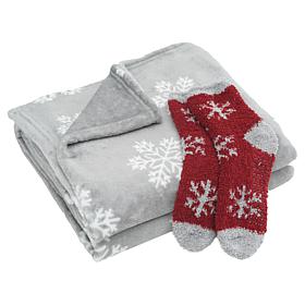 Warm & Cozy 100% Polyester Throw & Sock Set