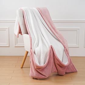 Warm & Cozy Plush and Sherpa 60" x 70" Throw with Foot Pocket