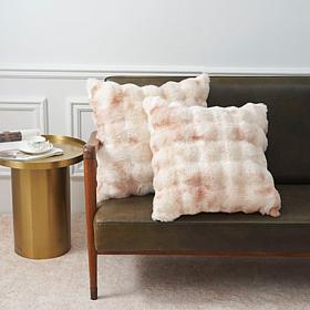 Warm & Cozy Set of 2 Decorative Faux Fur Bubble Pillows