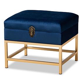 Wholesale Interiors Aliana Velvet Upholstered Small Storage Ottoman