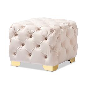 Wholesale Interiors Avara Velvet Upholstered Button Tufted Ottoman