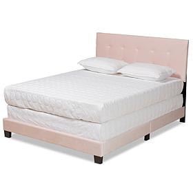 Wholesale Interiors Caprice Velvet Fabric Upholstered Queen Panel Bed