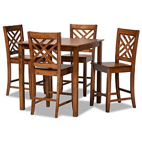 Wholesale Interiors Caron Walnut Wood 5PC Pub Set