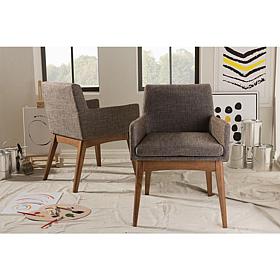Wholesale Interiors Nexus Upholstered 2pc Arm Chair Set -Walnut/Gravel