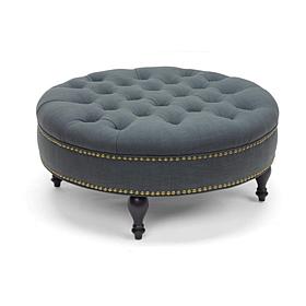 Wholesale Interiors Palfrey Linen Tufted Ottoman