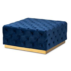 Wholesale Interiors Verene Velvet Upholstered Square Cocktail Ottoman