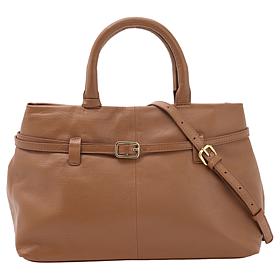 Wildflower Belted Glove Leather Satchel with Crossbody Strap