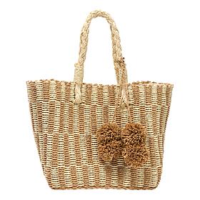 Wildflower Montauk Straw Tote with Pom Pom Purse Charm
