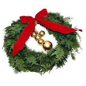 Winter Lane 22" Cedar Bells Wreath with Timer