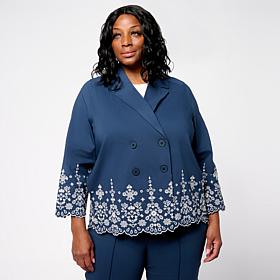 Wynne Collection Embroidered Spring Jacket with Scalloped Hem