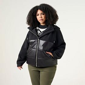 Wynne Collection Mixed Media Scuba Quilted Puffer