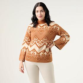 Wynne Collection Mixed Yarn Jacquard Sweater