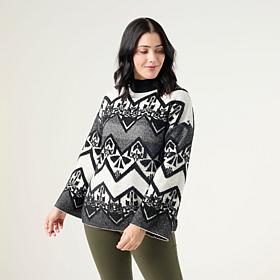 Wynne Collection Mixed Yarn Jacquard Sweater