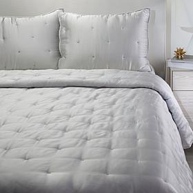 Wynne Home 3-Piece Mist Gray Satin Quilt Set - Full/Queen