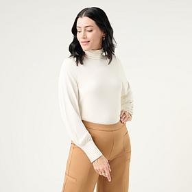 Wynne Layers Viscose Turtleneck with Pleated Cuff