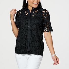 WynneCollection Abstract Floral Lace Top