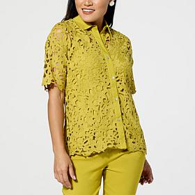 WynneCollection Abstract Floral Lace Top